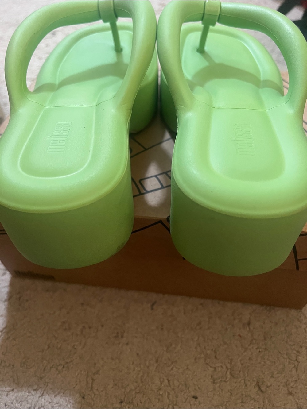 Melissa Free Platform Flip Flops - Lime Green - Picture 4 of 6